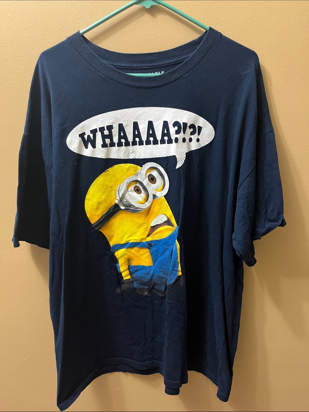 Universal Minions WHAAAAAA?!?! Navy Short-Sleeve Tee with Yellow Minion Graphic